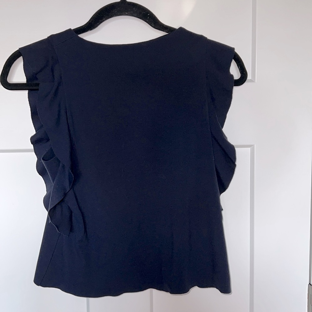 Iris & Ink Navy Ruffle Sleeve Tank - Picture 2 of 4